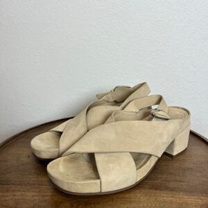 Aerosoles Crisscross Molded Footbed Block Heel Sandal Leather Suede Women’s 9